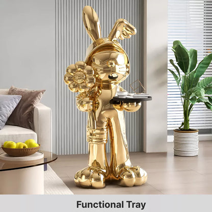 Nordic Rabbit Statue Table with Tray