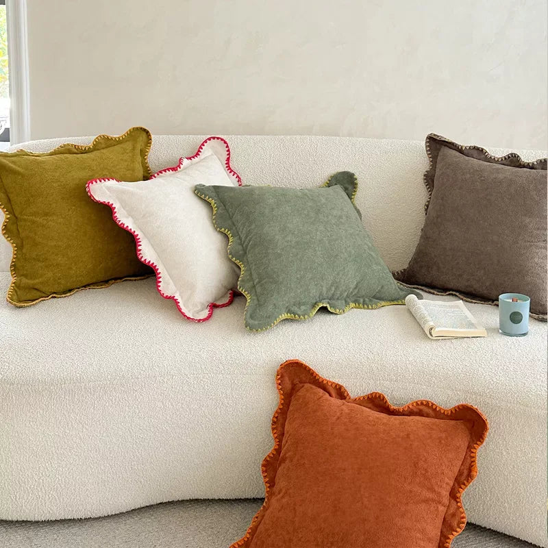 Cozy Scalloped Solid Pillow Cover – Stylish Home Decor - DSARD