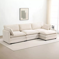 Oversized Modular Sectional Sofa with Movable Ottoman, 4-Seater L-Shaped Corduroy - DSARD