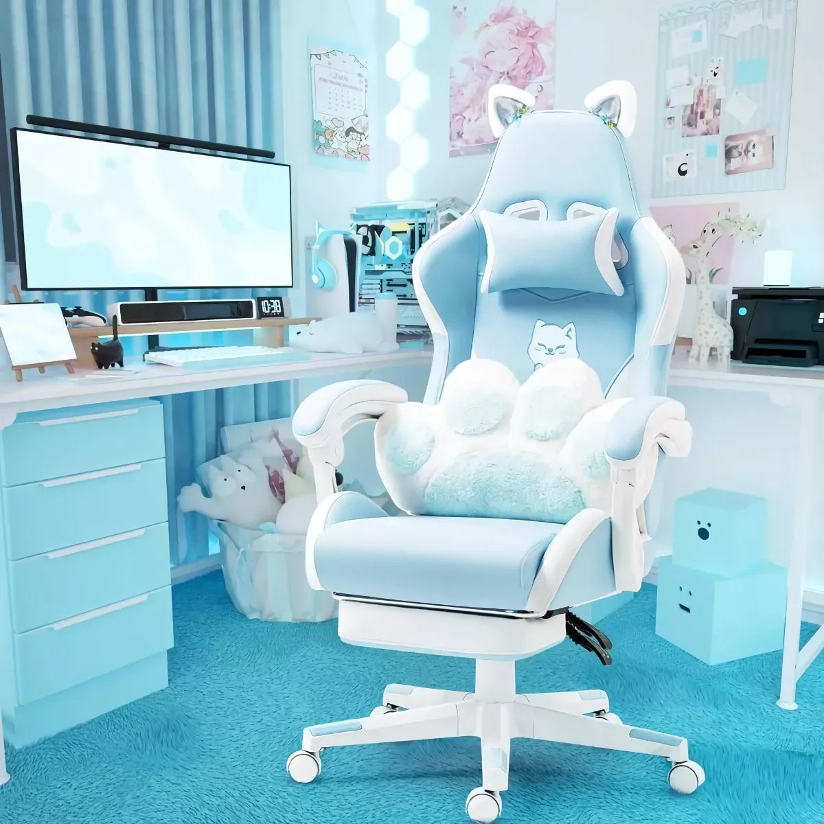 Cute Cat-Themed Ergonomic Gaming Chair - DSARD - DSARD