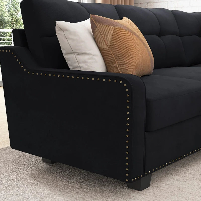 Velvet L-Shaped Convertible Sectional Sofa - DSARD