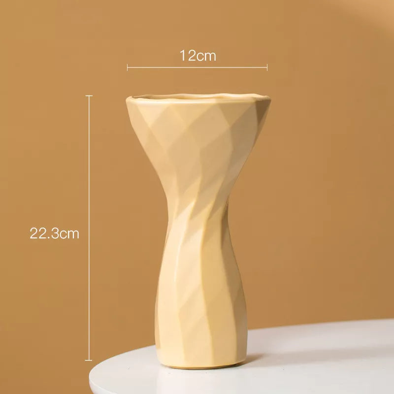 Geometric Ceramic Vase Chic Modern Centerpiece for Flowers and Home Décor