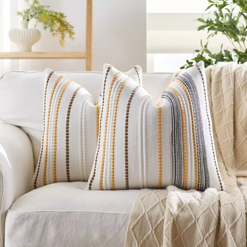 45x45in Chenille Jacquard Stripe Pillowcase – Decorative Cushion Cover - DSARD