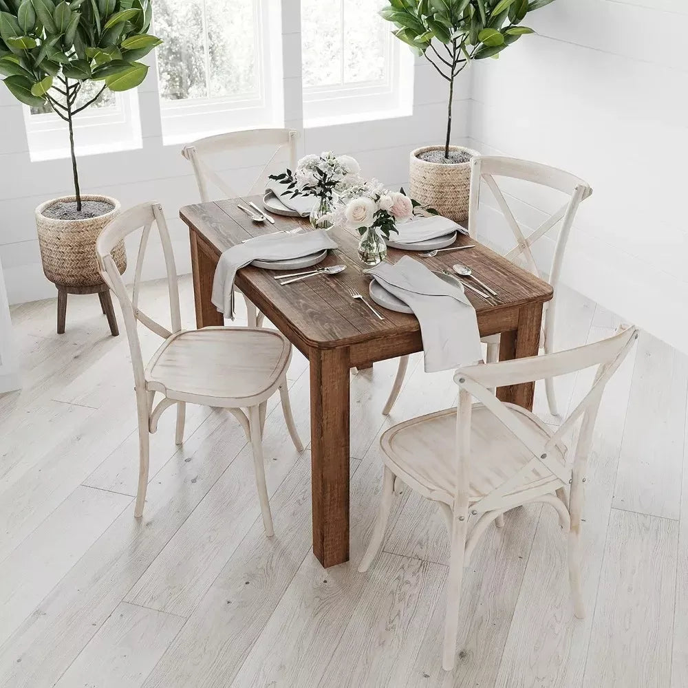 Rustic Farmhouse Solid Wood Dining Table with Square Legs, 46″ x 30″, Seats 4 - DSARD