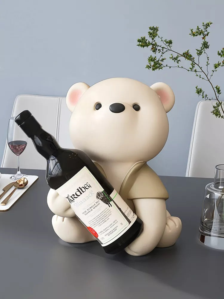 Vigorous Bear Wine Rack – Creative Nordic Animal Sculpture for Home Decor
