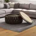 36″ Round Storage Ottoman with Wheels, Hidden Stools & Coffee Table Top - DSARD - DSARD