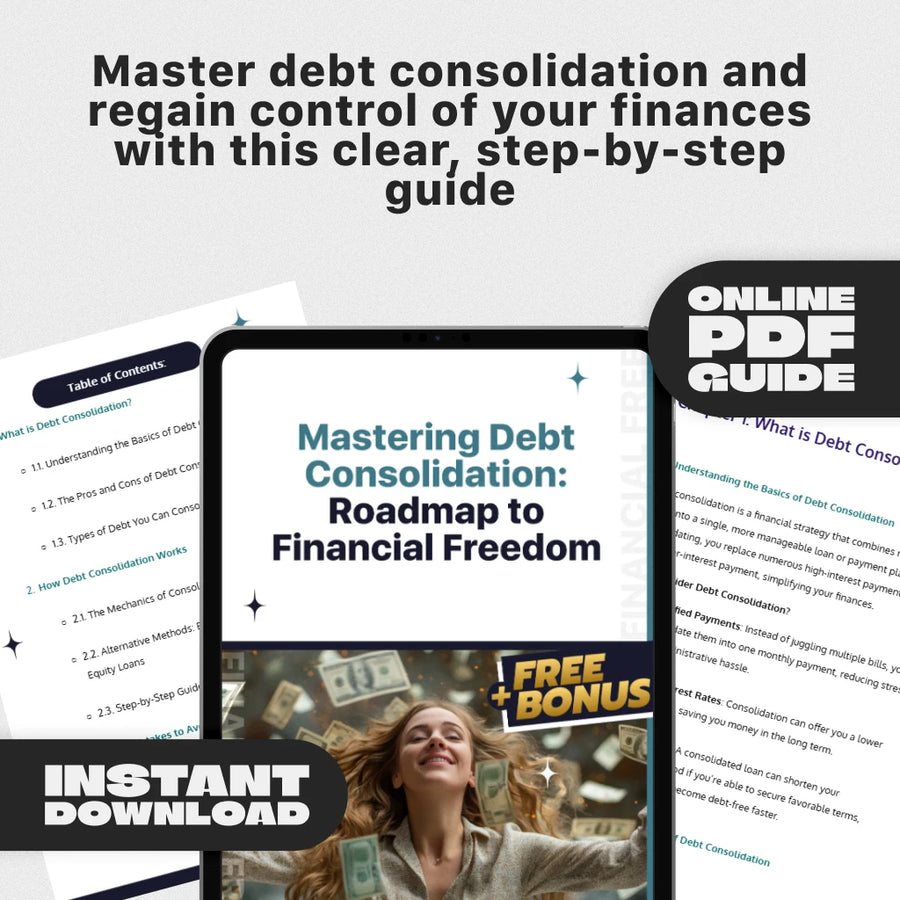 Mastering Debt Consolidation: Roadmap to Financial Freedom | How to Do Debt Consolidation Guide | Debt Relief Digital Download