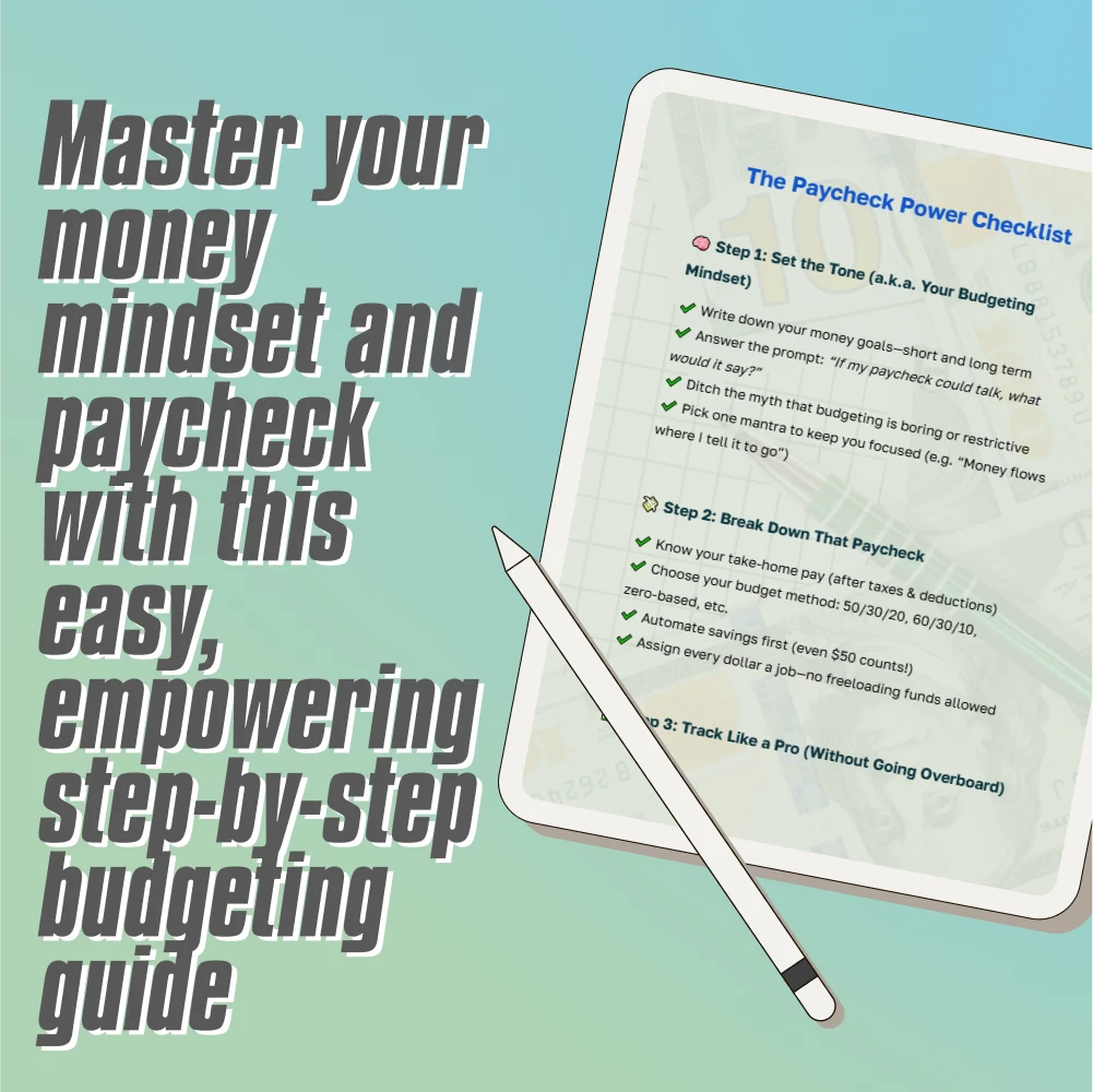 The Paycheck Power Checklist | Budget Your Paycheck Like a Pro | Digital Download for How to Budget Your Paycheck