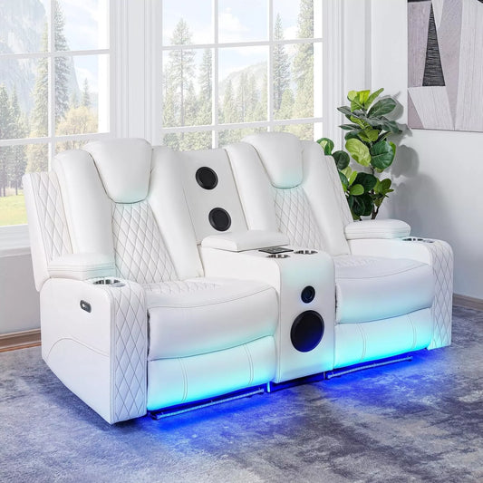 Modern Recliner Home Theater Sofa with Wireless Charging, USB, LED & Speakers - DSARD