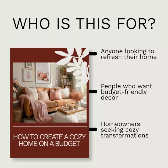 How to Create a Cozy Home on a Budget – Affordable Home Decor eBook | Budget Interior Design Guide | Cozy Living Checklist & DIY Styling Planner