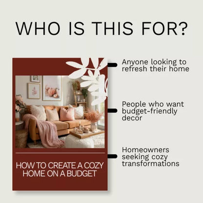 How to Create a Cozy Home on a Budget – Affordable Home Decor eBook | Budget Interior Design Guide | Cozy Living Checklist & DIY Styling Planner