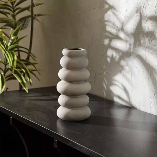 Vintage Handmade Ceramic Vase 8 Inch Floral Decor Centerpiece