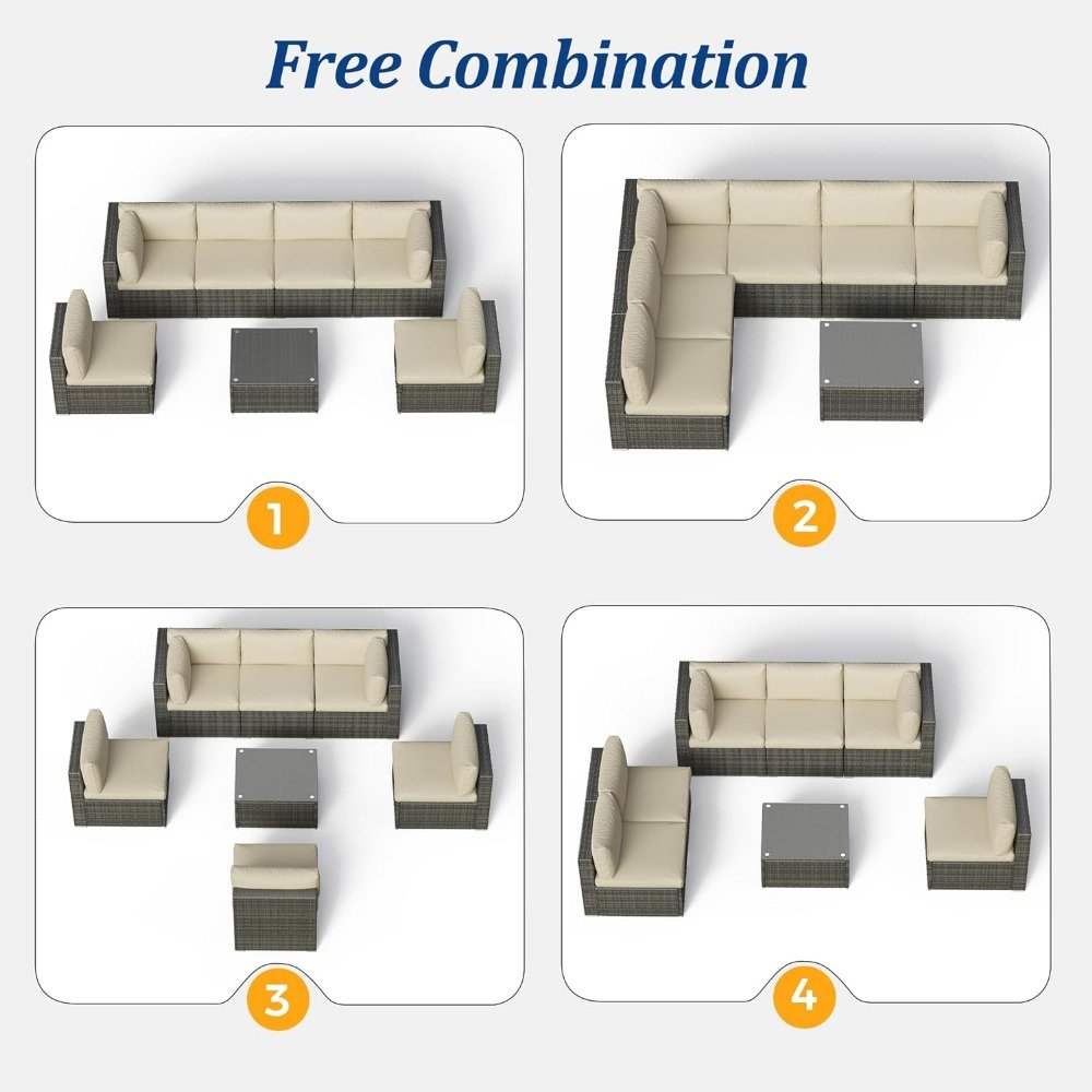 DSARD 7-Piece Modular Outdoor Conversation Furniture Set