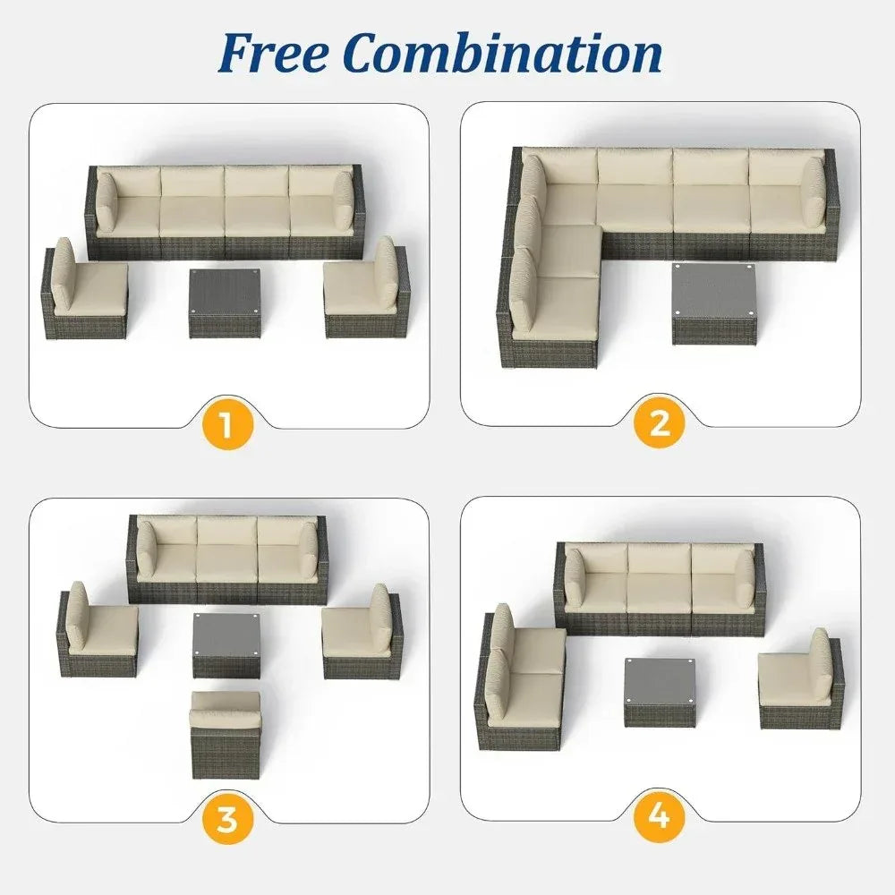 DSARD 7-Piece Modular Outdoor Conversation Furniture Set - DSARD