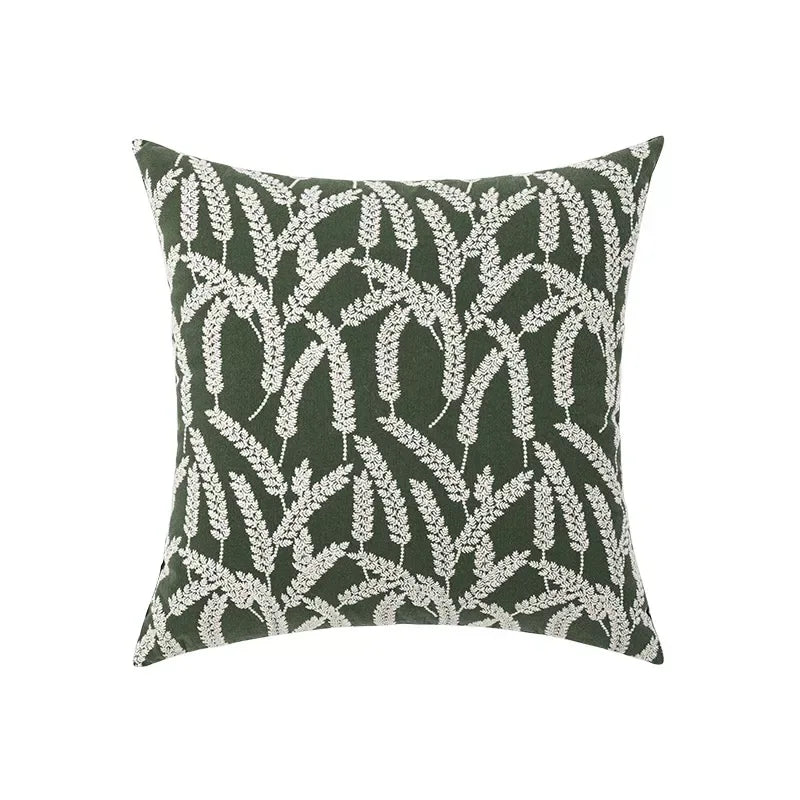 Boho Tufted Throw Pillow Cover with Tropical Monstera Leaf Design - DSARD