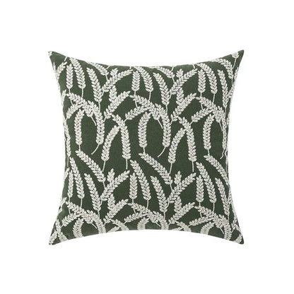 Boho Tufted Throw Pillow Cover with Tropical Monstera Leaf Design