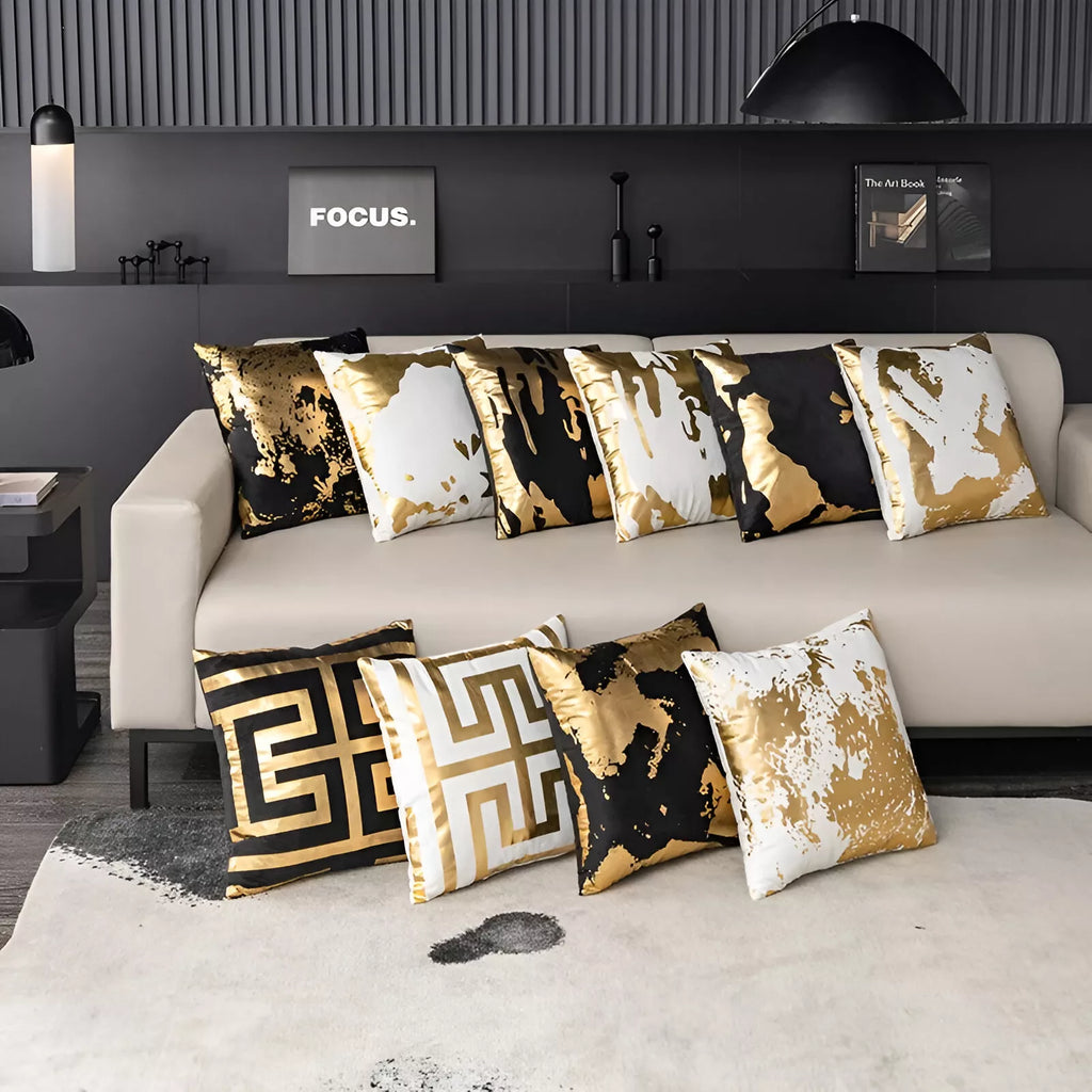 Nordic Luxury Bronzing Plush Decorative Cushion Cover 18×18 Inch