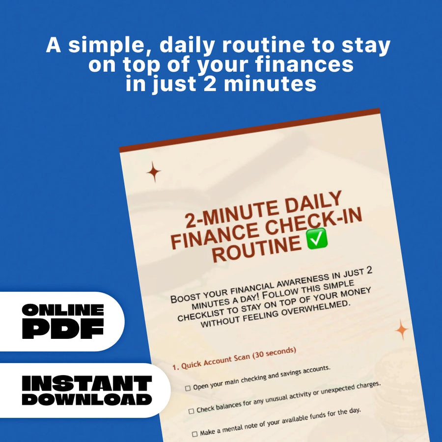 2-Minute Daily Finance Check-In Routine Checklist | Quick Financial Habits for Busy People