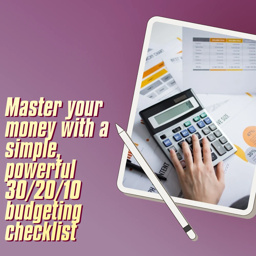 The 30/20/10 Budget Quick-Start Checklist | Budget Planner Printable