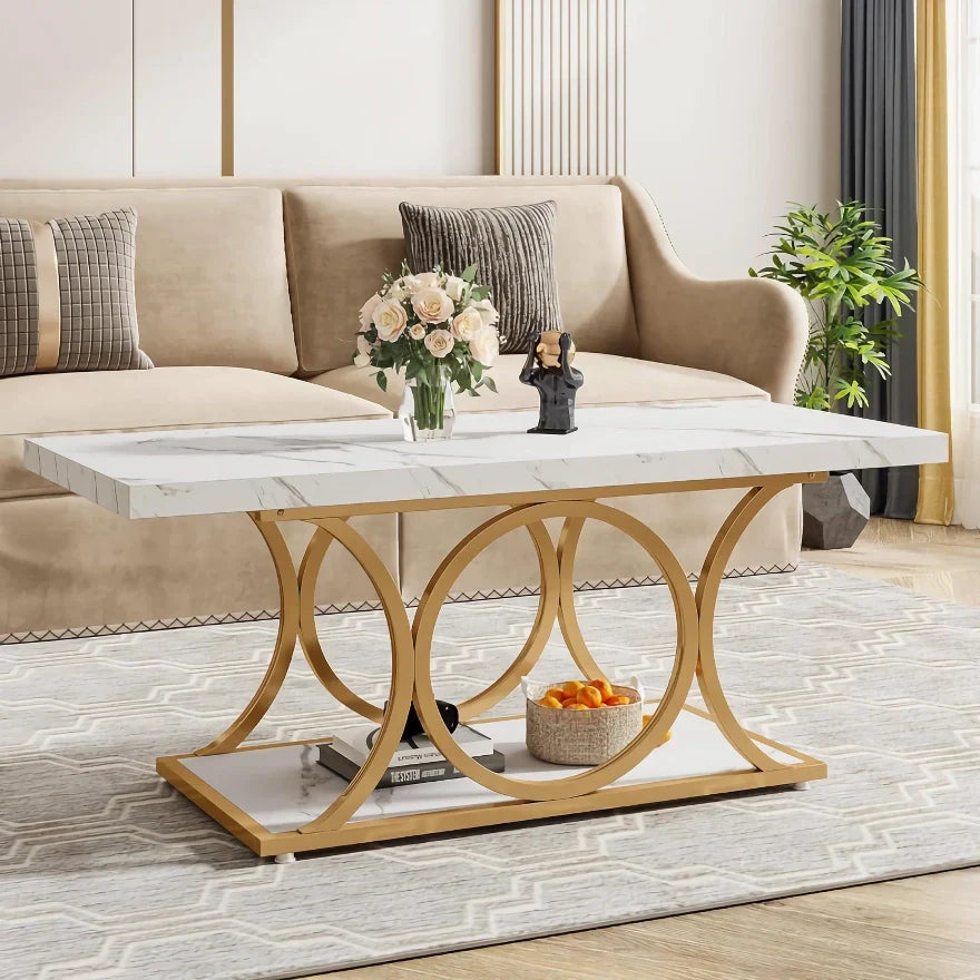 Coffee Table with Storage Shelf – Modern Living Room