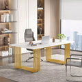 Modern 70″ Office Desk with Gold Metal Legs - DSARD