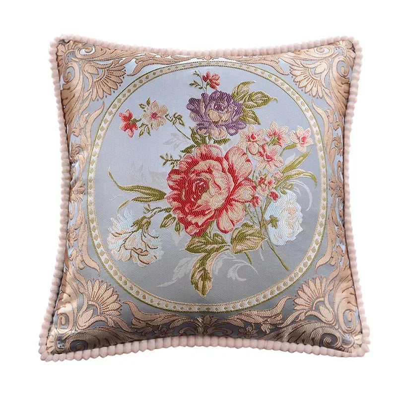 Classic Jacquard Floral Decorative Cushion Cover 18x18in for Sofa & Home - DSARD