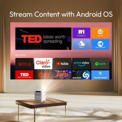 Portable Mini Projector with Auto Focus & WiFi - 200" 4K Support