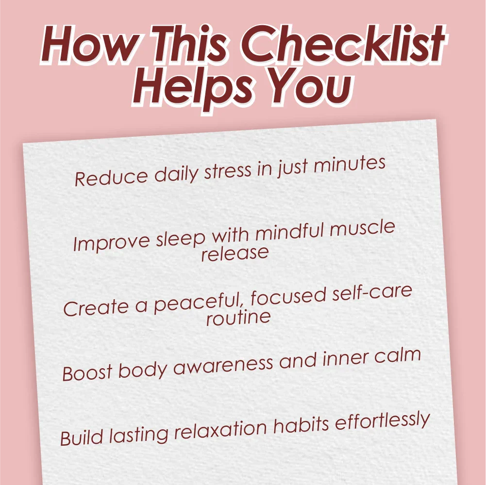 Your Ultimate Progressive Relaxation Checklist – Printable Progressive Relaxation Meditation Guide, Digital Checklist for Daily Mindfulness Practice