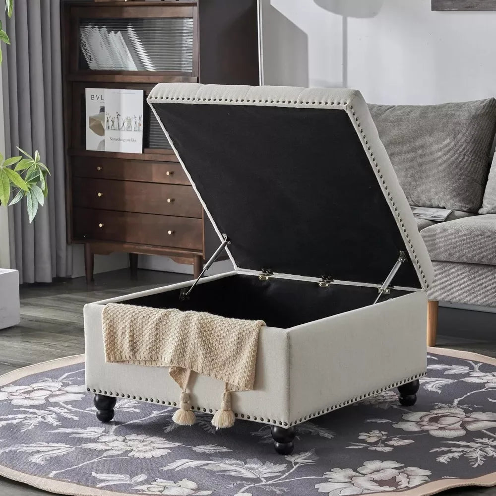 30″ x 30″ Tufted Square Storage Ottoman Bench & Coffee Table - DSARD - DSARD