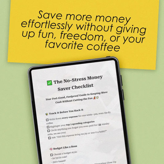 The No-Stress Money Saver Checklist | Digital Download Budget Guide with 5 Tips on How to Save Money, Easy Finance Checklist, eBook for Smart Spending