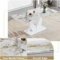 Modern Marble Dining Table with Wooden Pedestal Base - DSARD
