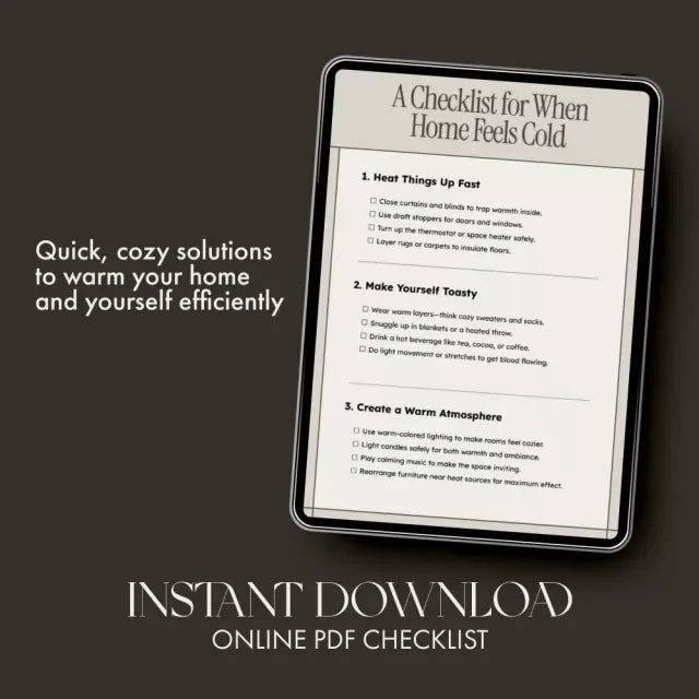 A Checklist for When Home Feels Cold | Cozy Living Digital Download | What to Do When Home Feels Cold | Printable Winter Warmth Guide - DSARD