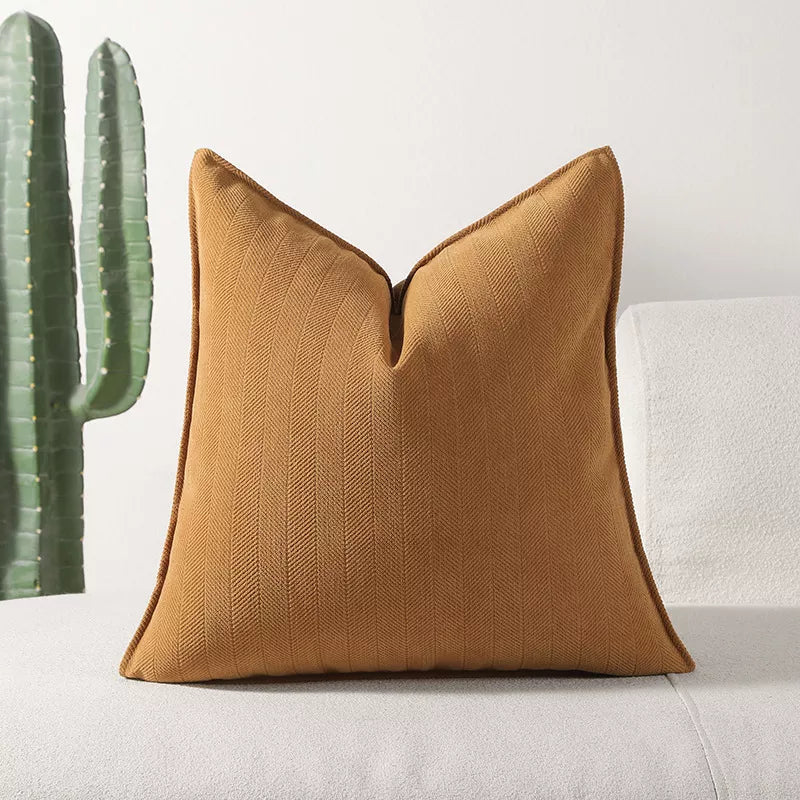 Soft Chenille Herringbone Throw Pillow Cover – Solid Color Decorative Cushion Case