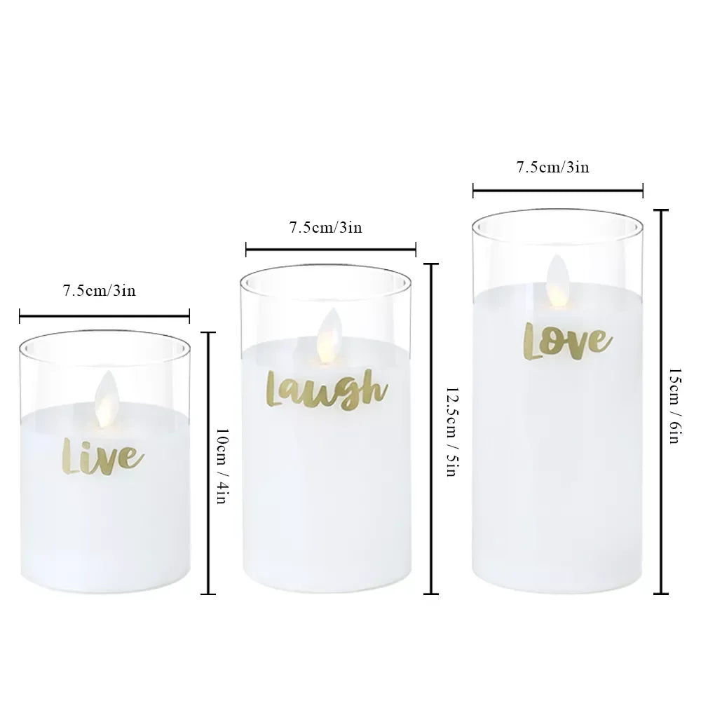 3-Piece Flickering Flameless LED Glass Candle Set - DSARD