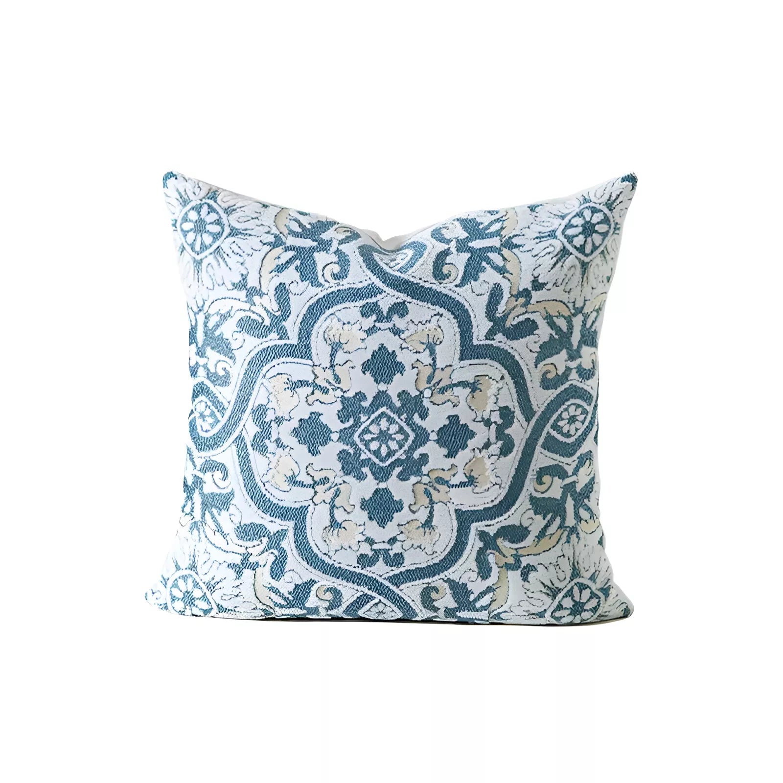 Luxury Vintage Floral Jacquard Pillow Cover 18×18 in – Elegant Textured Cushion