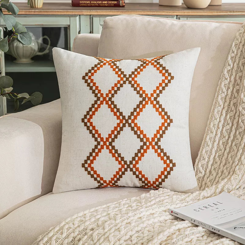 Set of 2 Boho Geometric Throw Pillow Covers 18×18 Inch Decorative Cushion Cases