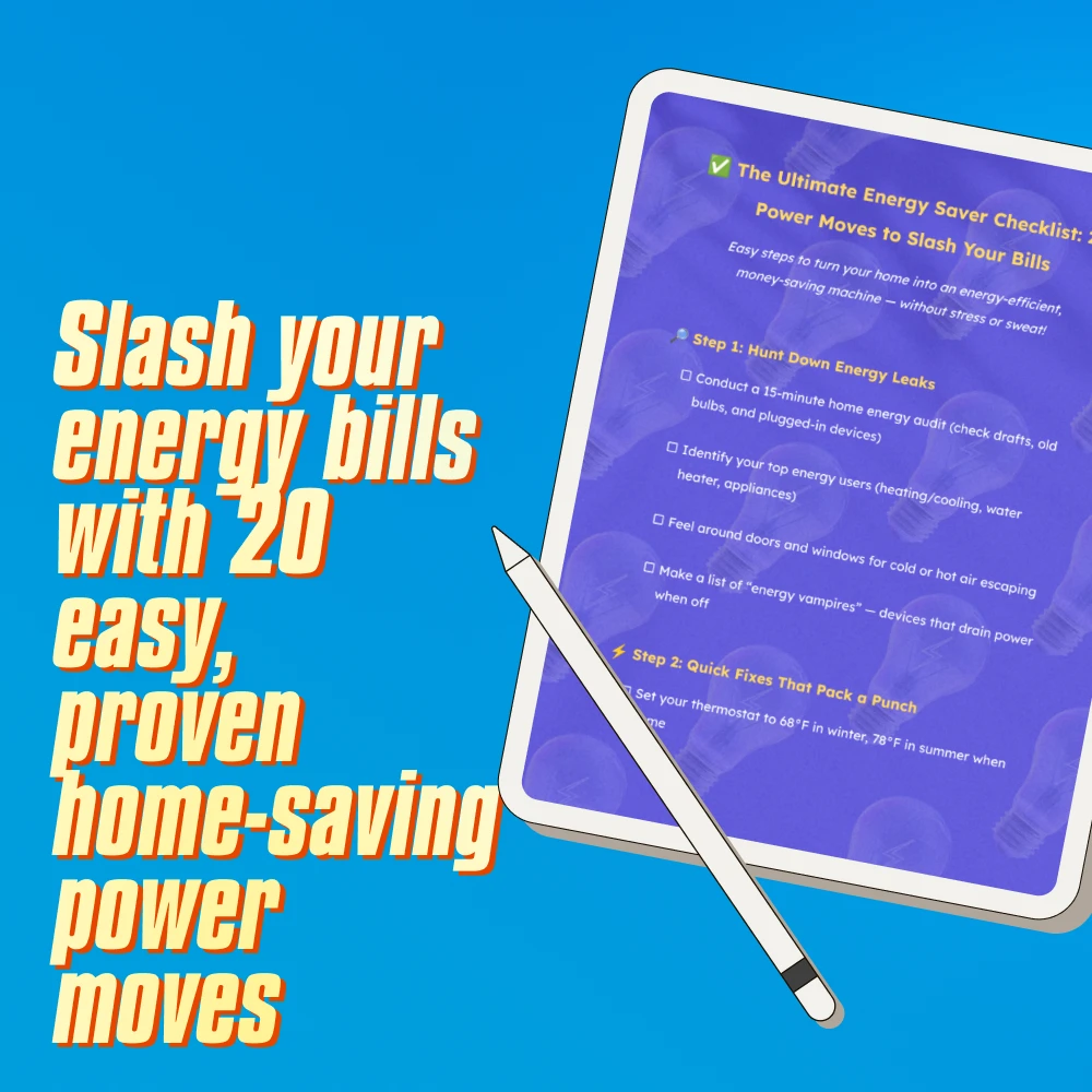 The Ultimate Energy Saver Checklist: 20 Power Moves to Slash Your Bills | Save on Energy Bill | Home Energy Saving Digital Download