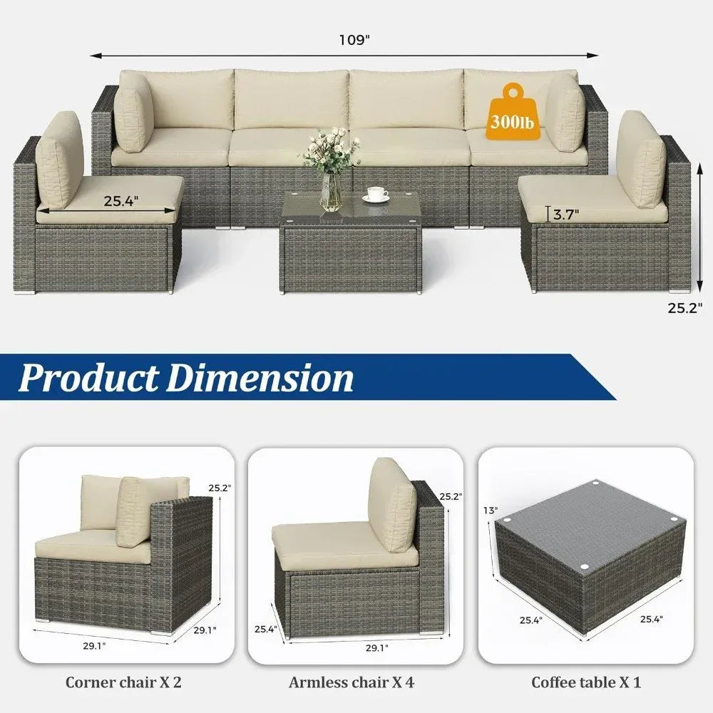 DSARD 7-Piece Modular Outdoor Conversation Furniture Set - DSARD