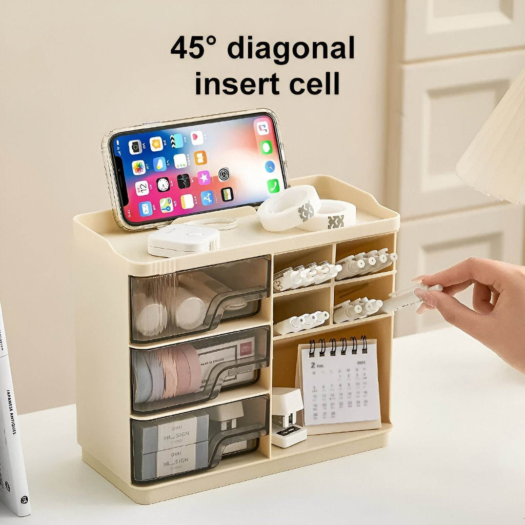 Multi-Layer Desktop Storage Organizer - Large Capacity Drawer Box for Office & Vanity