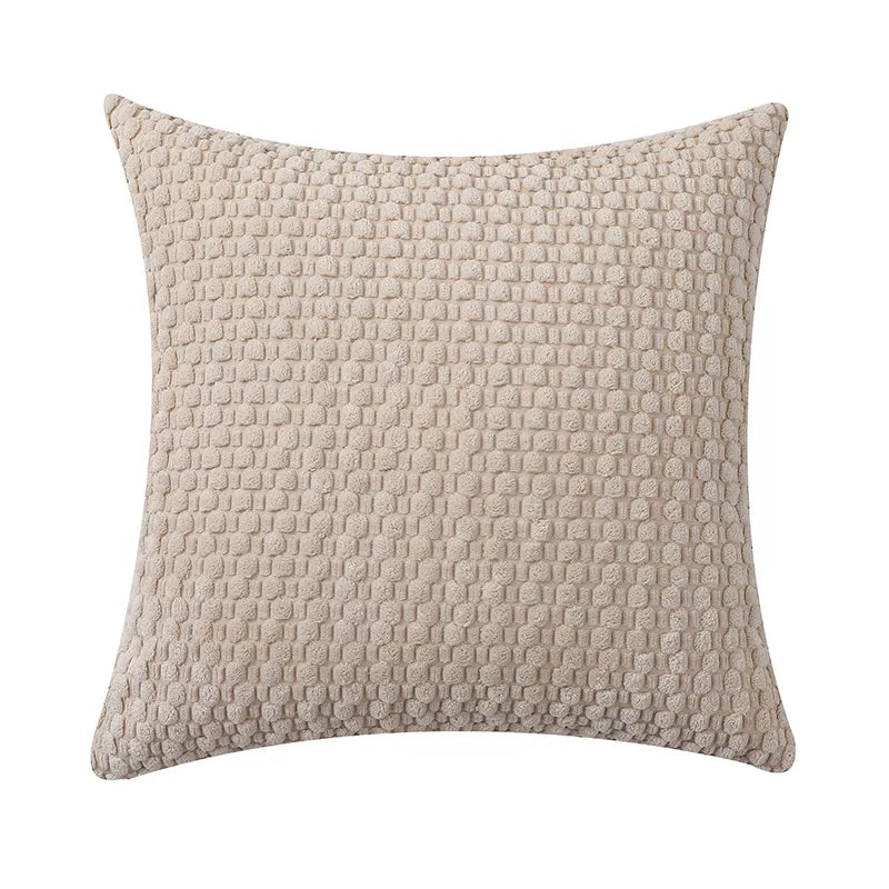 Modern Velvet Pillowcase with 3D Bubble Plush Wrap – Solid Color Cushion Cover