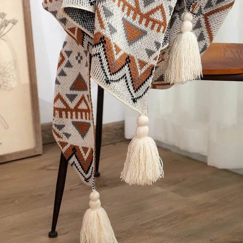 Bohemian Navajo Sun Knitted Throw Blanket – Air Conditioning Sofa Cover & Winter Bedspread - DSARD