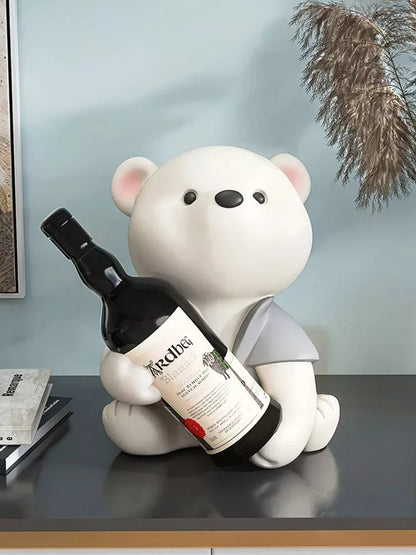 Vigorous Bear Wine Rack – Creative Nordic Animal Sculpture for Home Decor