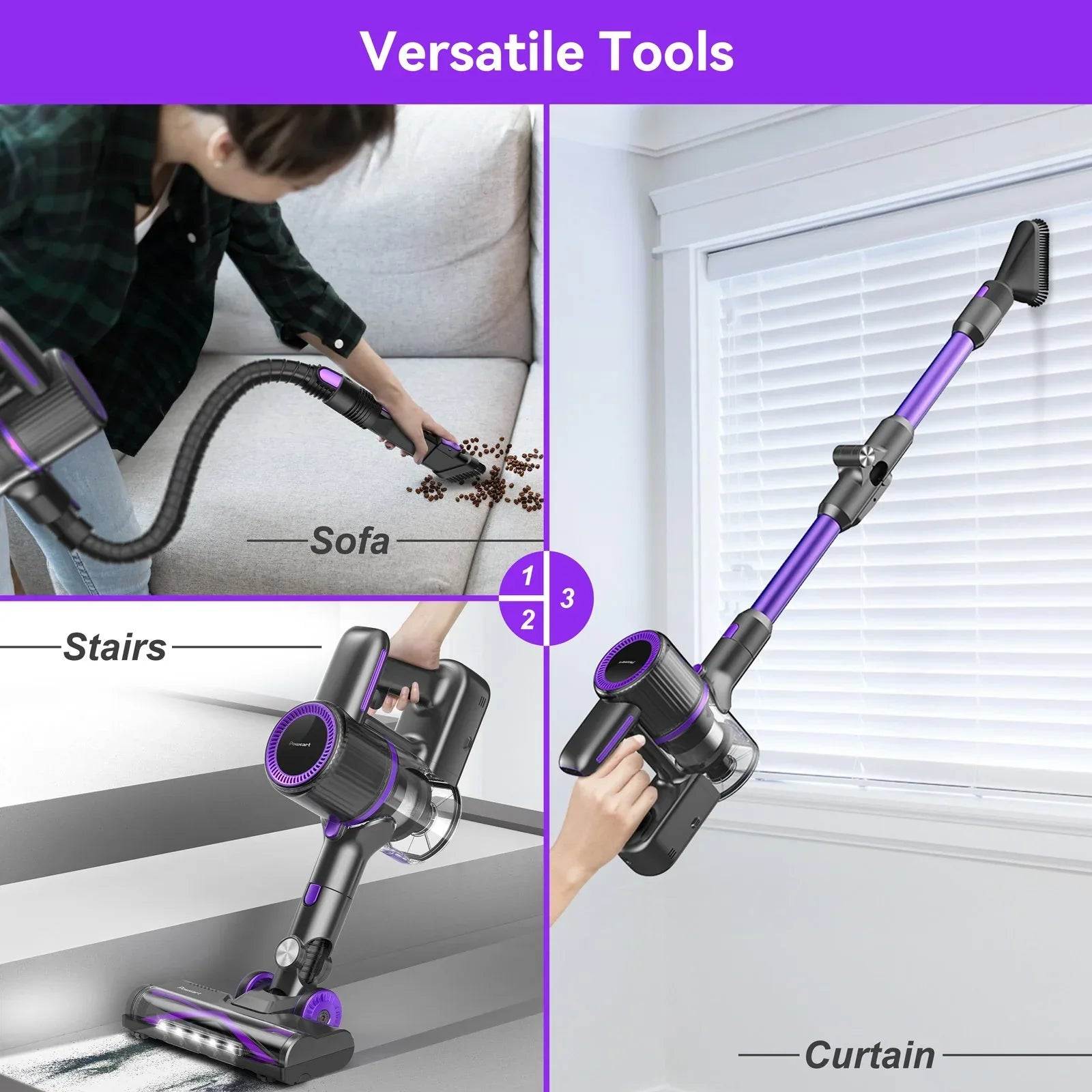 350W Cordless Stick Vacuum Cleaner – Rechargeable, Powerful Suction for Home & Pet Hair - DSARD