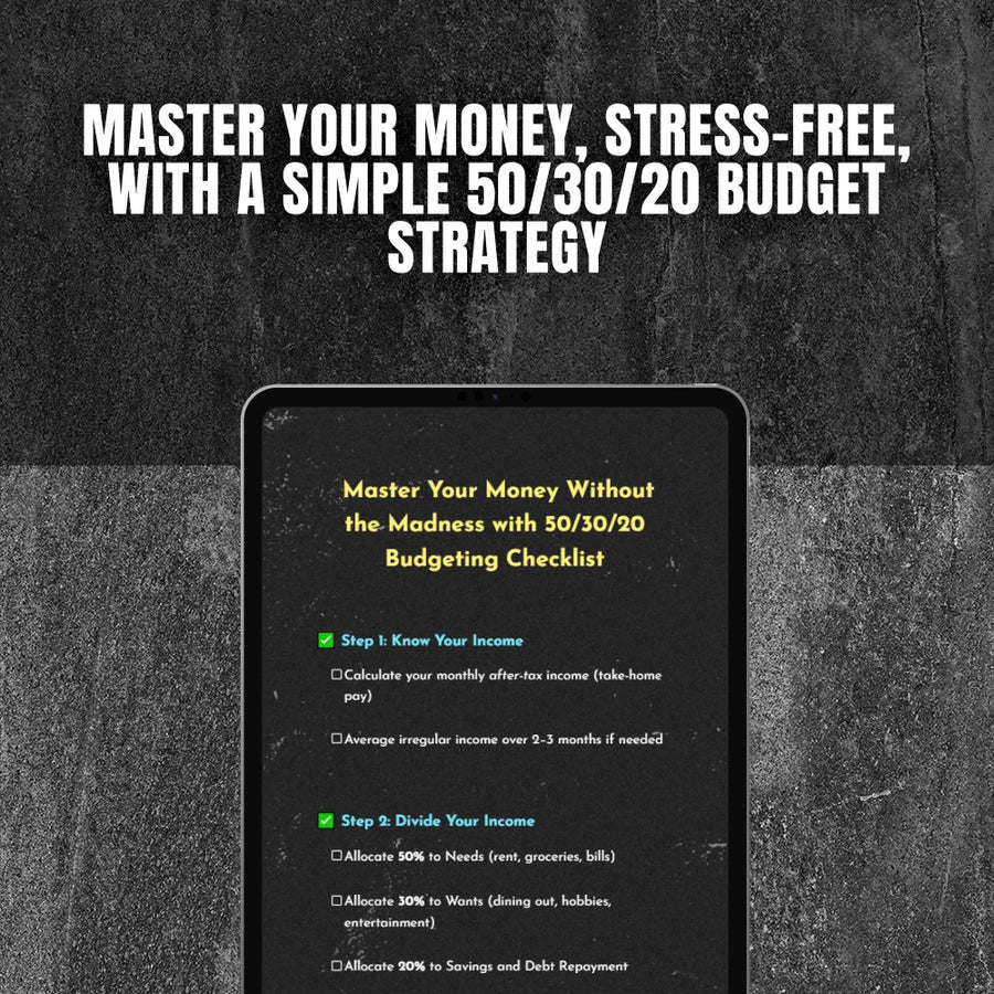 Master Your Money Without the Madness with 50/30/20 Budgeting Checklist | 20 30 50 Savings Digital Download | Budgeting Printable Guide