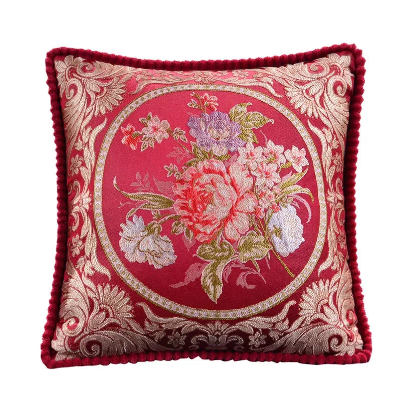 Classic Jacquard Floral Decorative Cushion Cover 18x18in for Sofa & Home
