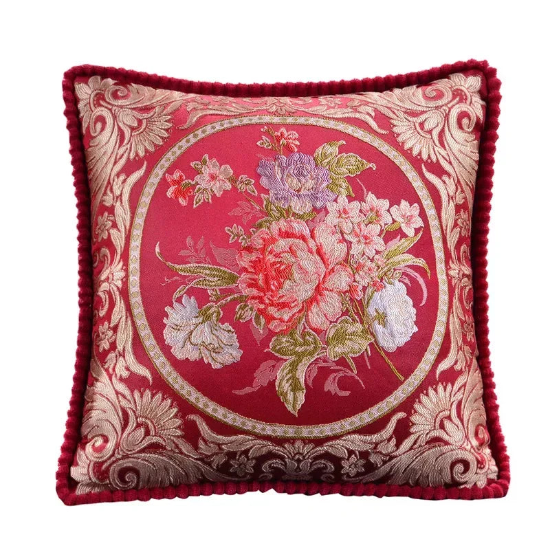 Classic Jacquard Floral Decorative Cushion Cover 18x18in for Sofa & Home - DSARD