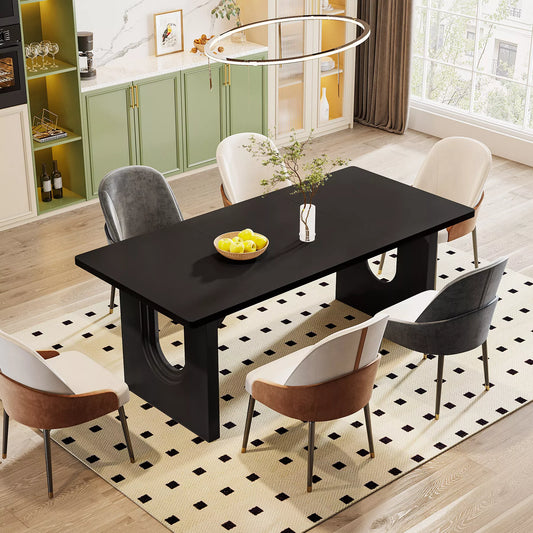Modern Rectangular Dining Table for 6-8, 71″ Large Wood Kitchen Table - DSARD