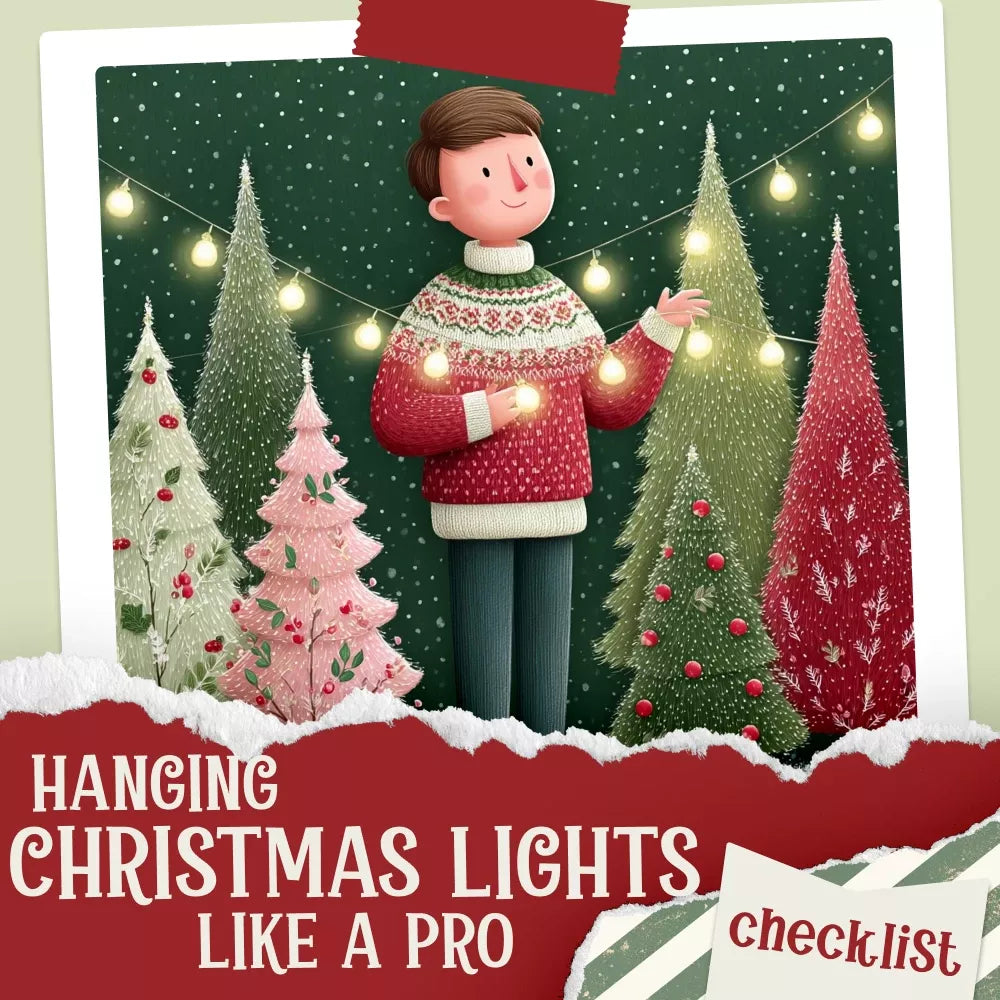 Hanging Christmas Lights Like a Pro | Printable Holiday Decorating Guide | Christmas Tree Lights Checklist | Festive Home Decor eBook | Digital Download - DSARD