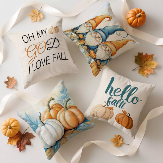 Autumn Dwarf Cushion Cover – Cozy Polyester Throw Pillowcase for Home Décor
