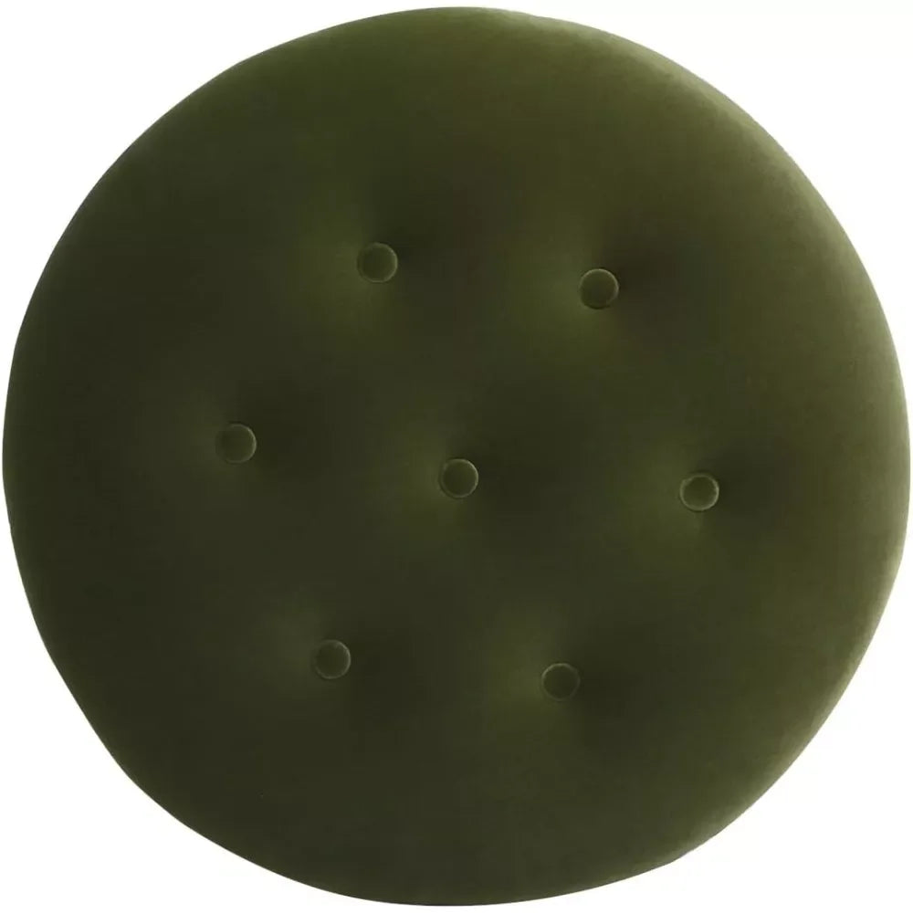 24″ Round Upholstered Accent Ottoman with Performance Velvet and Tassel Fringe - DSARD - DSARD